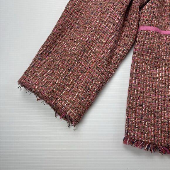 Lane Bryant 24 Pink Tweed Fringe Blazer Jacket Lined NWT Multicolor Career - Picture 8 of 11